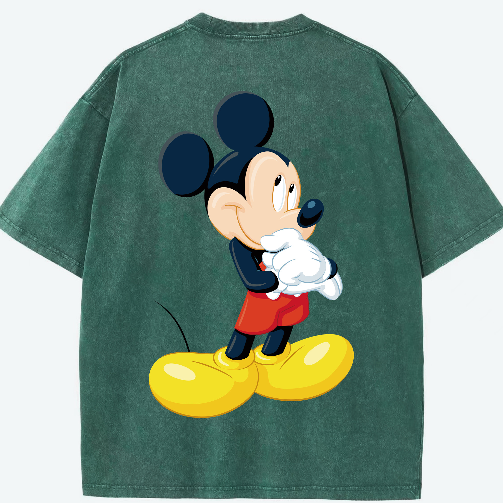 （画像用） ミッキーマウス Mickey Mouse 綿100% ヴィンテージ風 半袖Tシャツ（背面プリント）